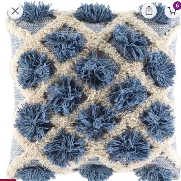 Hibbits Cotton Geometric Throw pillow cover 22” square BOHO tufts - Picture 2 of 6